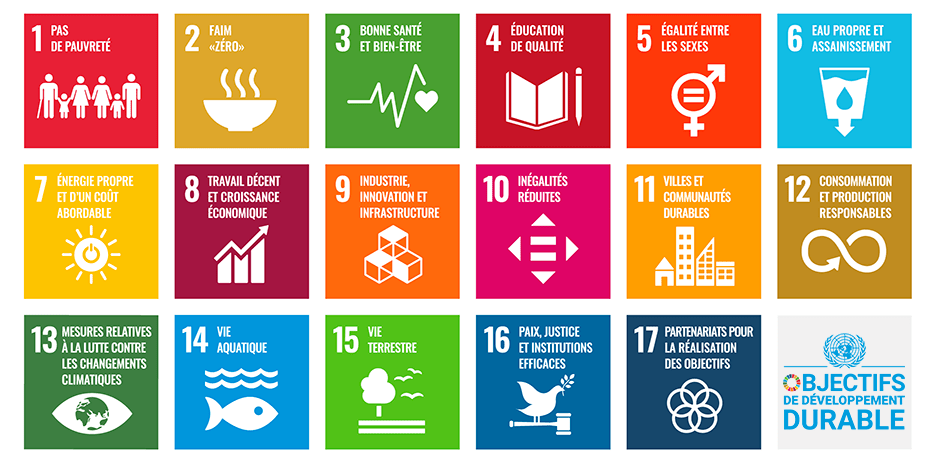 Les 17 premiers objectifs de développement durable.
